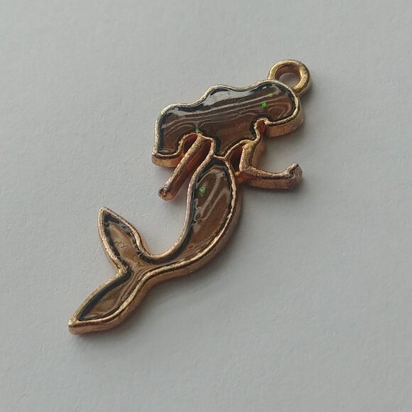 4/$20 Pendant for necklace brown sparkle mermaid gold tone - Picture 1 of 7